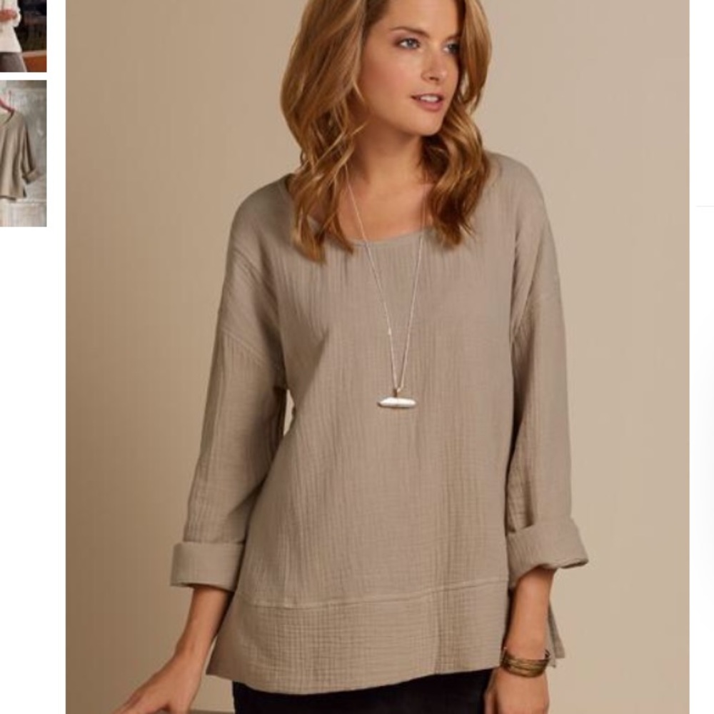 Soft Surroundings Long Beach Top in Mushroom